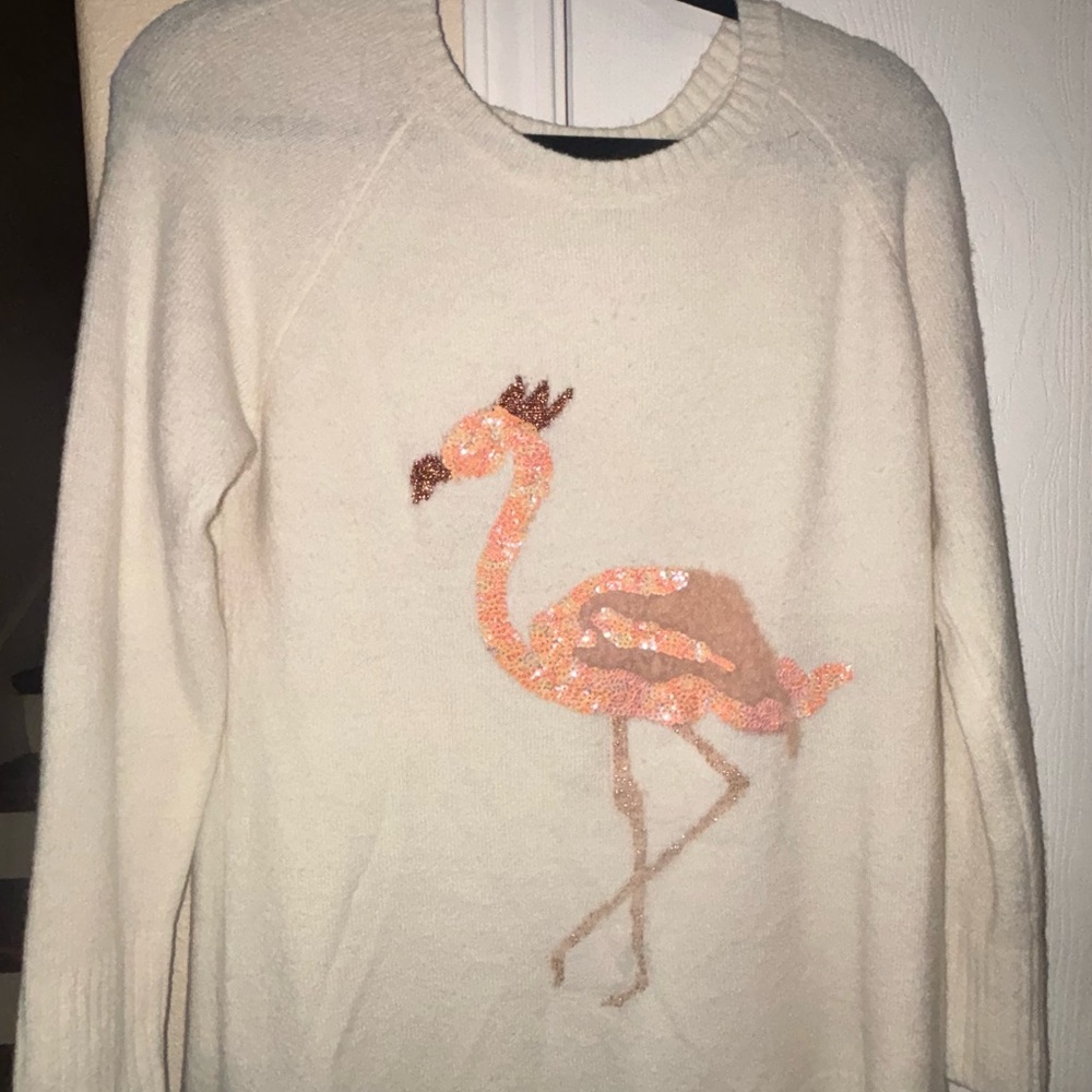 LC Lauren Conrad Cream Sweater and Pink Flamingo Size - M